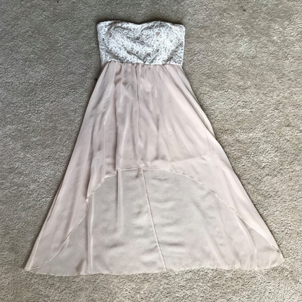 Strapless Nude + Beige + Lace Dress